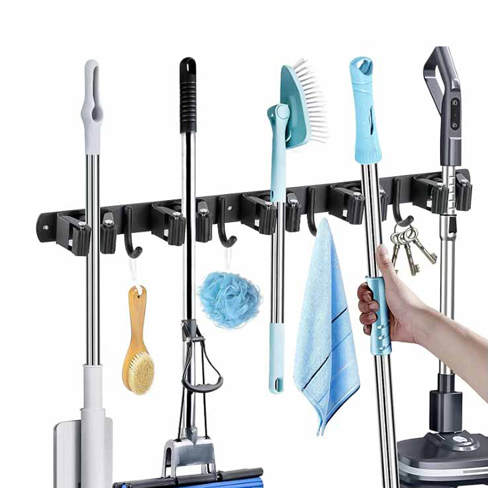 Workshop Tools On Wall - حامل مكنسة وممسحة من الفولاذ المقاوم