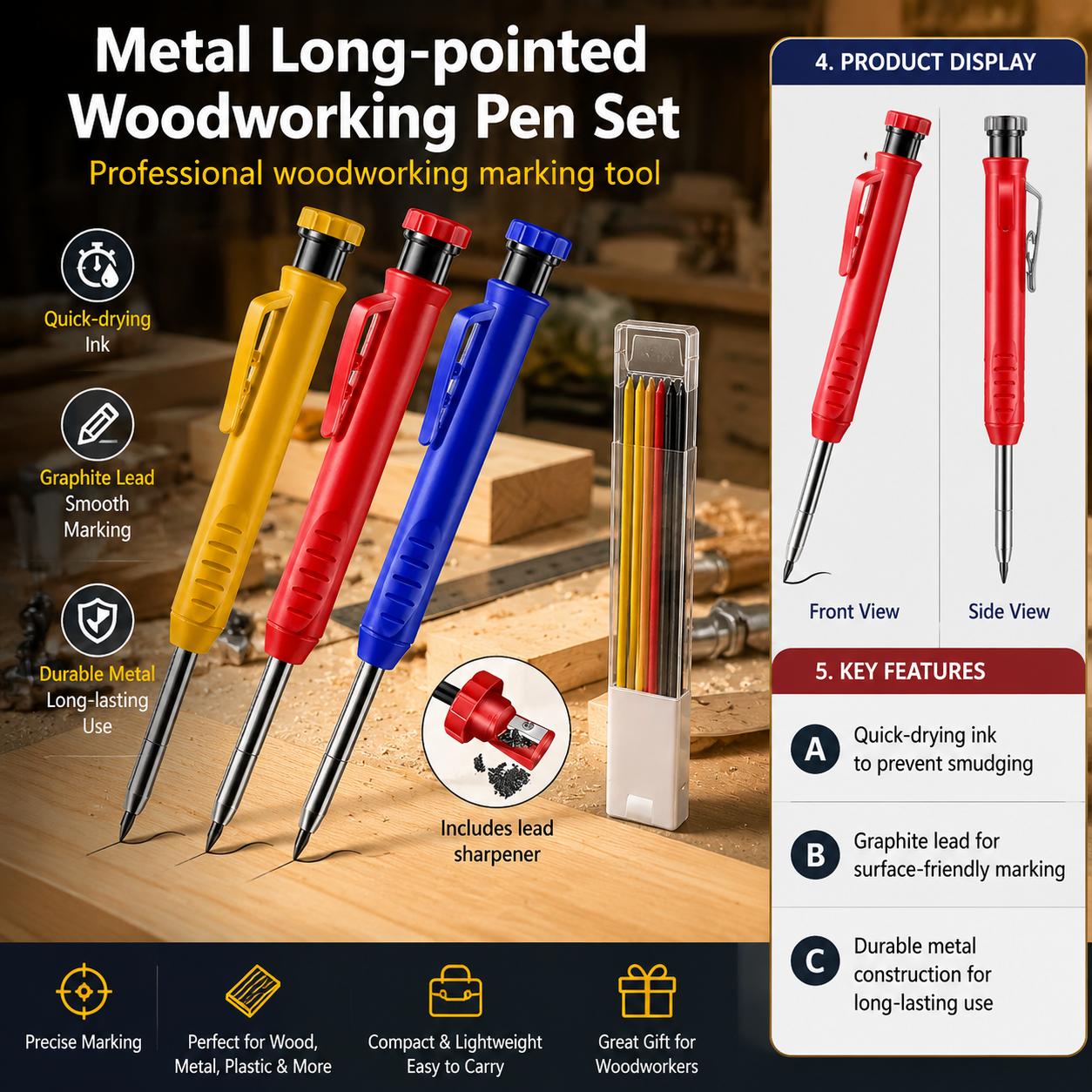 طقم قلم رصاص ميكانيكي معدني بر - مراجعة Marking Tools In Workshop وسعره